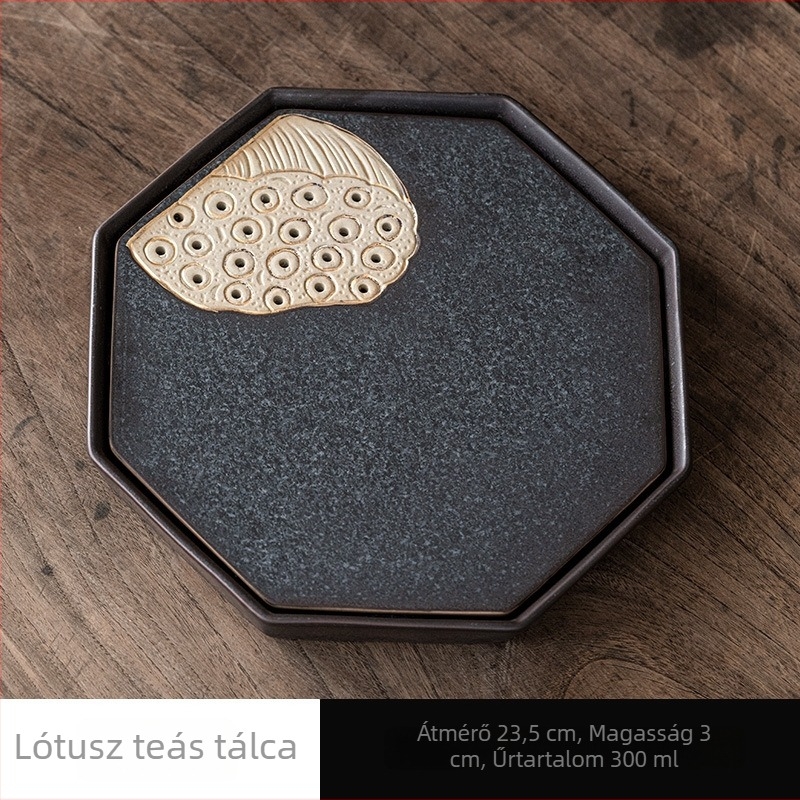 Retro kerámiás teás tálca száraz főzethez, otthoni erkélyre, víztartállyal és lefolyóval