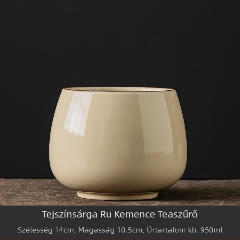 Ru kiln kerámia teaceremóniára edény, egyszerű retro stílus, teamossó edény és Gongfu tea zacc tároló