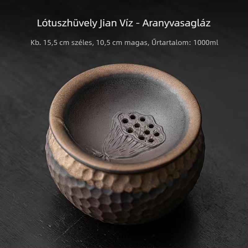 Kerámiás tealevél maradék-tartó szűrővel, nagy asztali szemetes teához