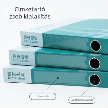 Színes műanyag fájlbox, A4 méretű, integrált rácsos dokumentumtároló