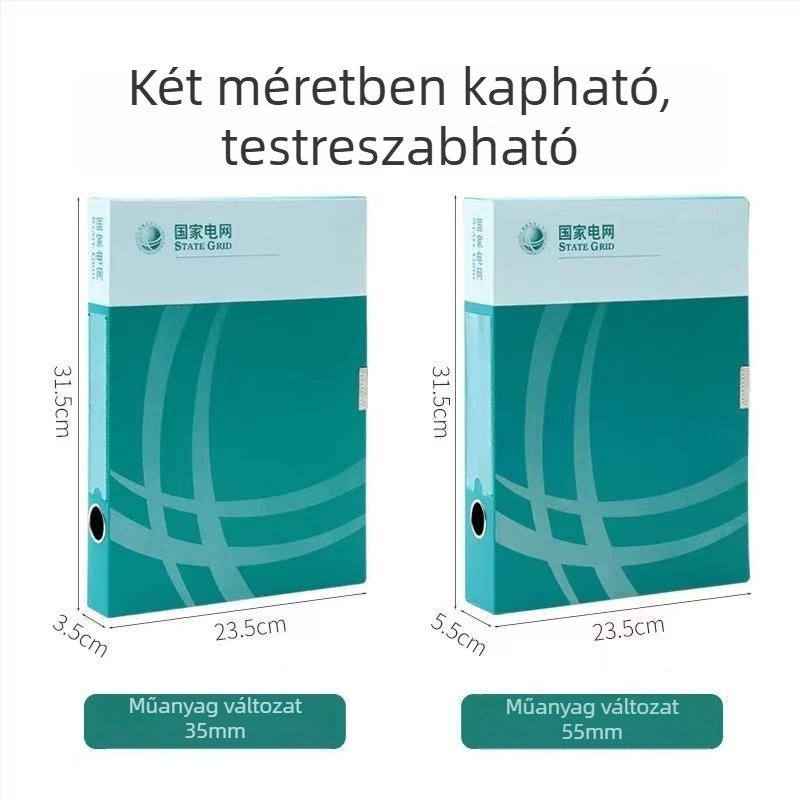 Színes műanyag fájlbox, A4 méretű, integrált rácsos dokumentumtároló