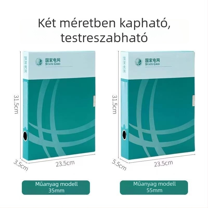 Színes műanyag fájlbox, A4 méretű, integrált rácsos dokumentumtároló
