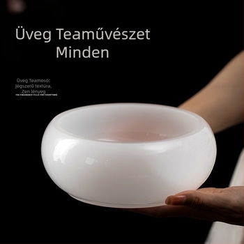 Fehér glazúros kerámia teafilter és teafogyasztási hulladék-tartó – asztali teás kiegészítők