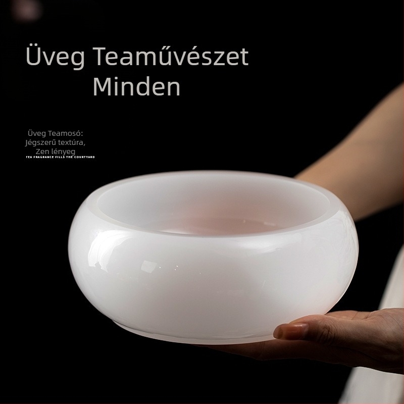 Fehér glazúros kerámia teafilter és teafogyasztási hulladék-tartó – asztali teás kiegészítők