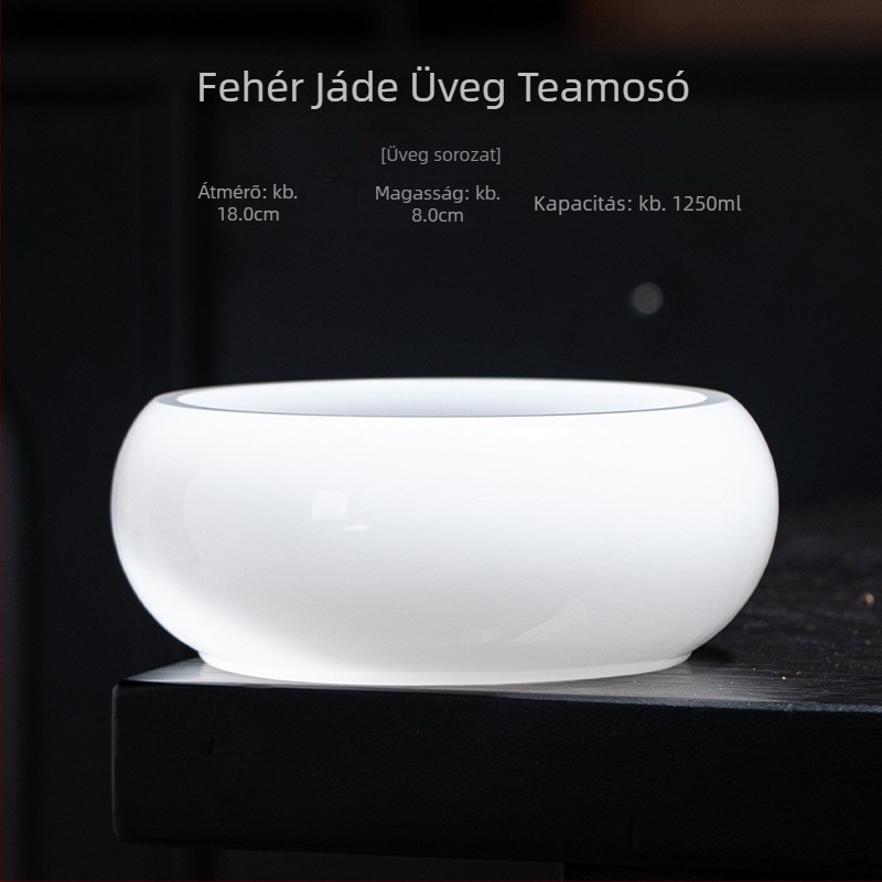 Fehér glazúros kerámia teafilter és teafogyasztási hulladék-tartó – asztali teás kiegészítők