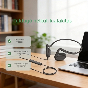 Haomedia H10 nyitott hátsó kialakítású, vezetékes számítógépes fejhallgató mikrofonnal, sporthoz, játékhoz és kerékpározáshoz