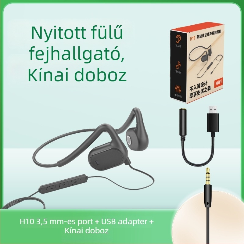 Haomedia H10 nyitott hátsó kialakítású, vezetékes számítógépes fejhallgató mikrofonnal, sporthoz, játékhoz és kerékpározáshoz