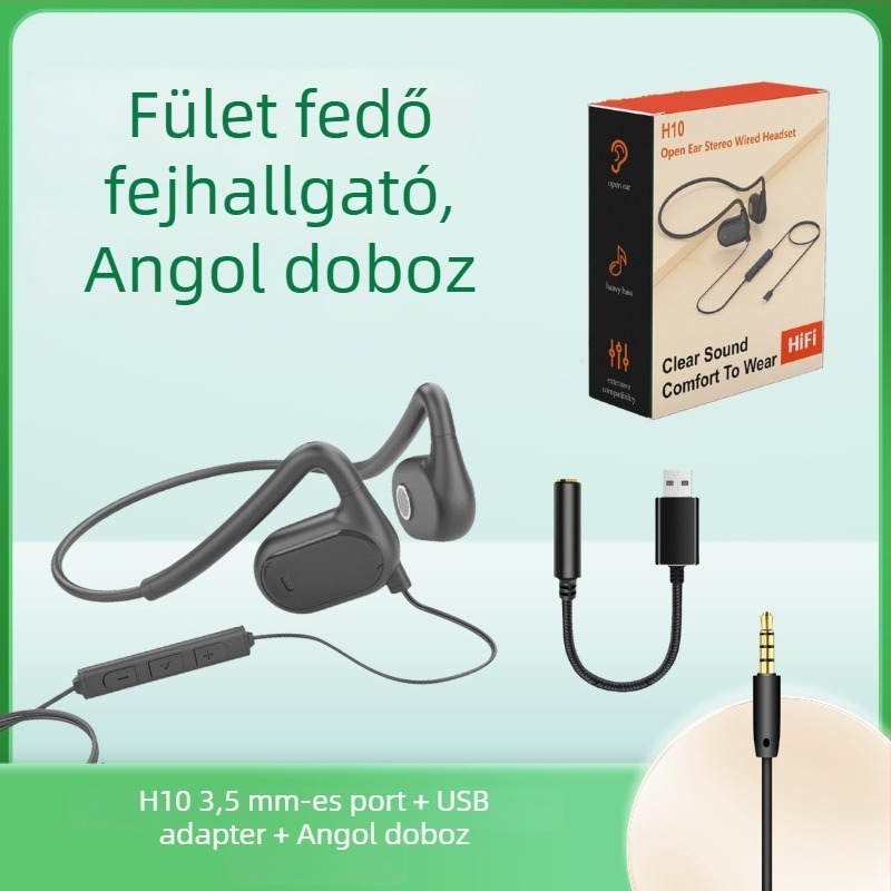 Haomedia H10 nyitott hátsó kialakítású, vezetékes számítógépes fejhallgató mikrofonnal, sporthoz, játékhoz és kerékpározáshoz