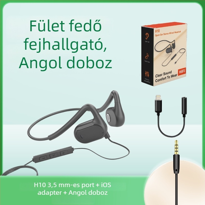 Haomedia H10 nyitott hátsó kialakítású, vezetékes számítógépes fejhallgató mikrofonnal, sporthoz, játékhoz és kerékpározáshoz