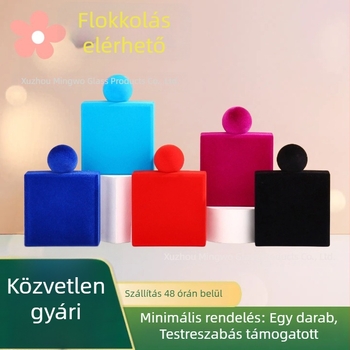 100 ml üvegből készült parfümös flakon, zinkötvözetes sapka, lapos négyszögletes formájú kozmetikai permetező