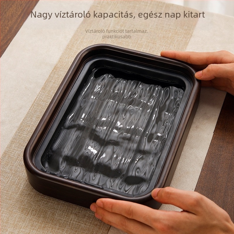 ebenfa tömörfa teás tálca víztárolóval, új kínai stílusú, minimalist otthoni teáskészlet