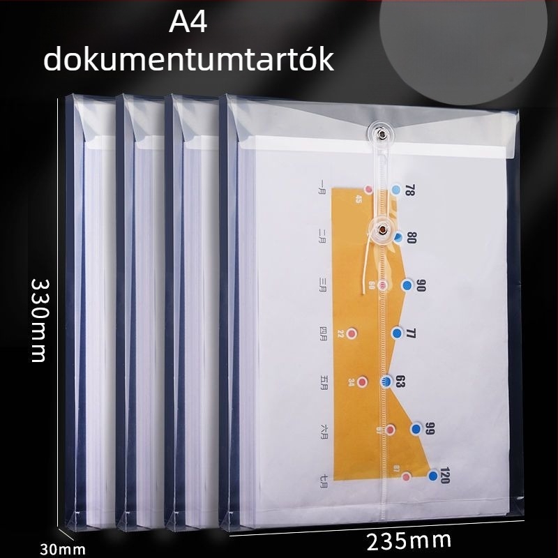 Átlátszó, vastag műanyag irattartó taska dokumentumokhoz, hordozható, vízálló, irodai használatra