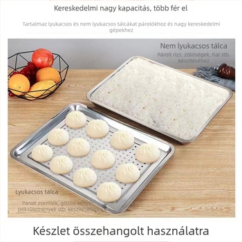 Perforált rozsdamentes acél teás tálca, háztartási és üzleti használatra, víz- és olajelvezetés, tepsi.