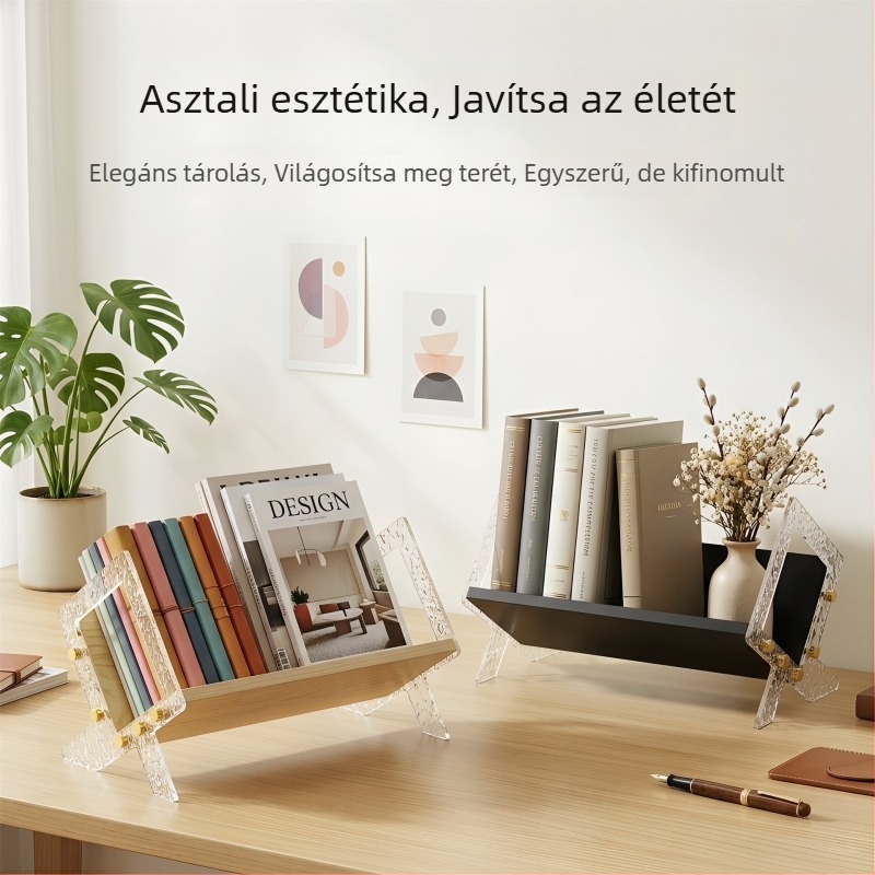 Nordic stílusú asztali könyvespolc és magazintartó