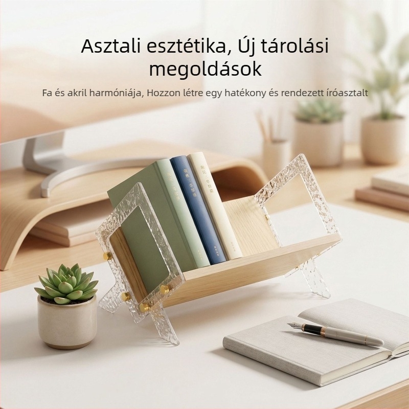 Nordic stílusú asztali könyvespolc és magazintartó