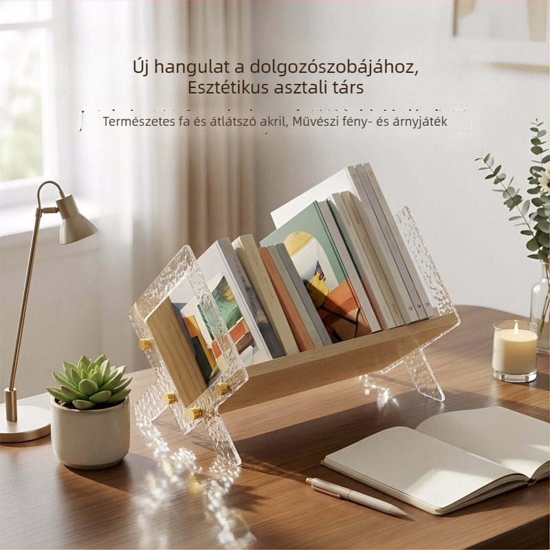 Nordic stílusú asztali könyvespolc és magazintartó