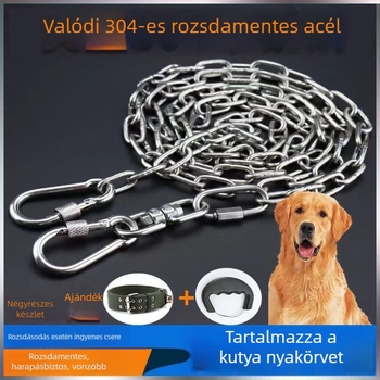 304 rozsdamentes acél kutya lánc és póráz, nagy, kicsi és közepes kutyáknak, harapásálló, rozsdamentes