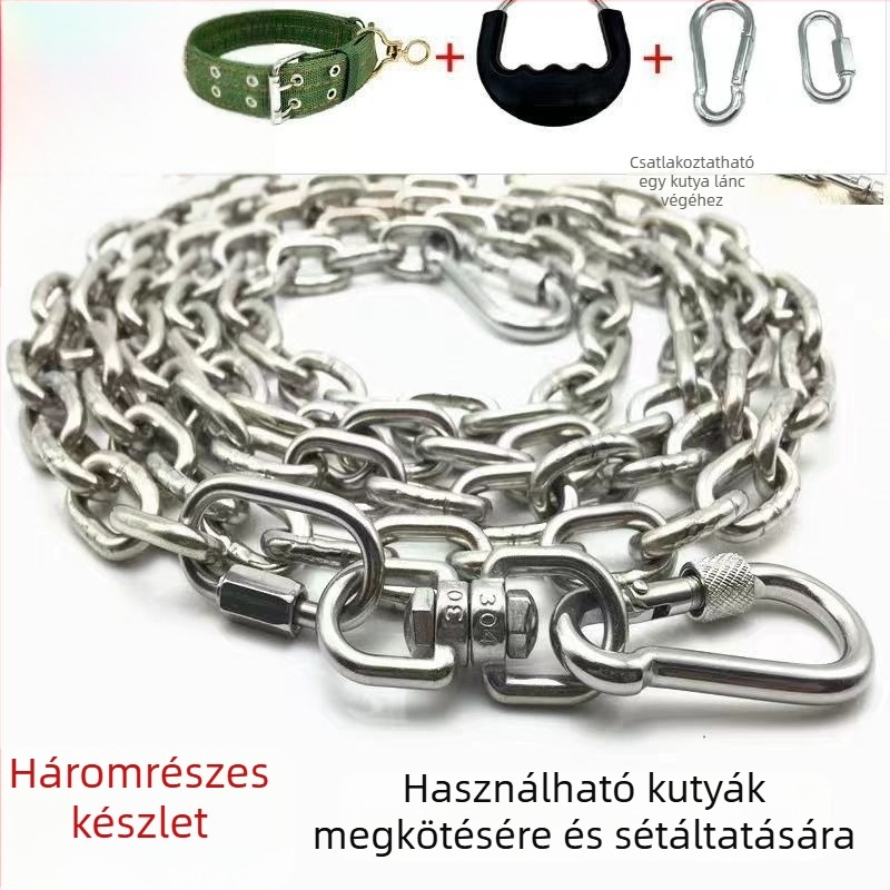 304 rozsdamentes acél kutya lánc és póráz, nagy, kicsi és közepes kutyáknak, harapásálló, rozsdamentes
