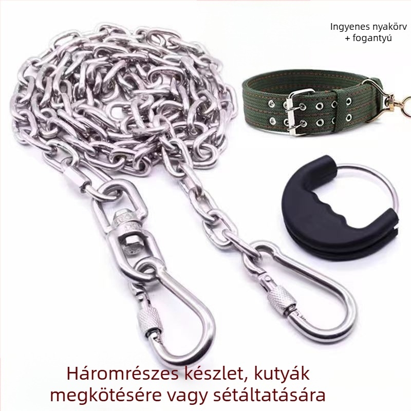 304 rozsdamentes acél kutya lánc és póráz, nagy, kicsi és közepes kutyáknak, harapásálló, rozsdamentes