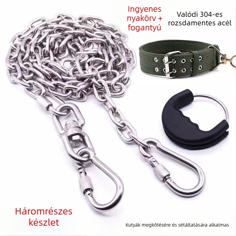 304 rozsdamentes acél kutya lánc és póráz, nagy, kicsi és közepes kutyáknak, harapásálló, rozsdamentes