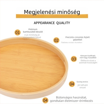Kör alakú teás tál bambuszból, japán stílusú, 18–18,9 cm átmérő, modern minimalist stílus, teához és kávéhoz, testreszabható