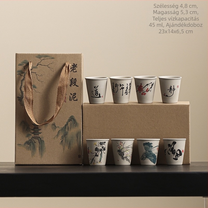 Retro porcelán teáscsésze, minimalist design, otthoni használatra, hagyományos kínai tea