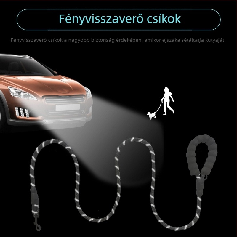 Reflektív kutyapóráz nagytestű pásztor kutyák számára, tartós, több színben