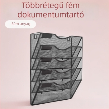 Fali háromszintes, fém irattartó állvány újságok és magazinok számára