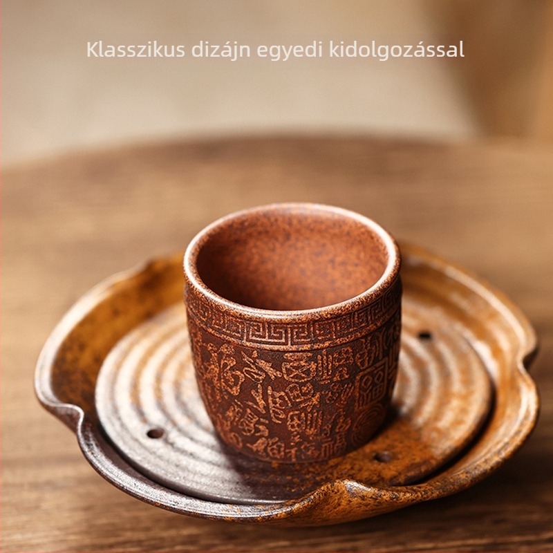 Yixing purpuraszínű homokból készült teáscsésze, kézzel készített, fatüzelésű kiégetésű teáskészlet