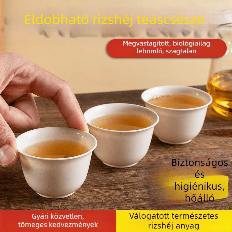 Hőálló Kung Fu Teás Pohár Rizshéjból, Vastagított Testtel, Hordozható Tároló Pohár Tartóval