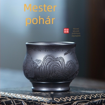 Yixing purpur agyag teáscsésze — Kung Fu teáskészlet, Heart Sutra dizájn, egyes teáscsésze