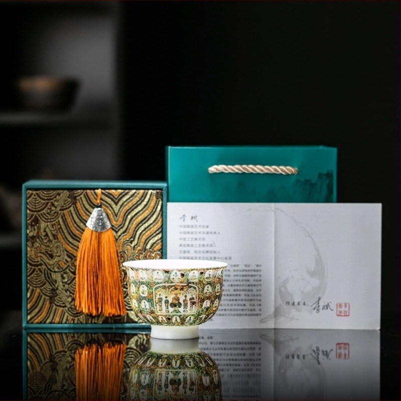 Danxia mázas Dunhuang Milliár Buddha Mester teás pohár, porcelán, személyes teás pohár otthoni használatra