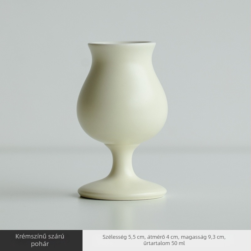 Porcelain Worm Japán stílusú krém-színű magas lábú teáscsésze kerámia Gongfu teához, egyszerű dizájn, aromás, egy darab