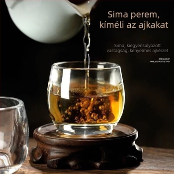 Ólommentes üveg teás pohár, vastagított Kung-Fu stílus, nem éget érintésre, kristályos teás pohár, kínai stílusú egészségre összpontosító otthoni használatra