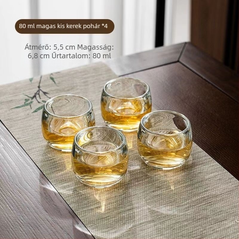 Ólommentes üveg teás pohár, vastagított Kung-Fu stílus, nem éget érintésre, kristályos teás pohár, kínai stílusú egészségre összpontosító otthoni használatra