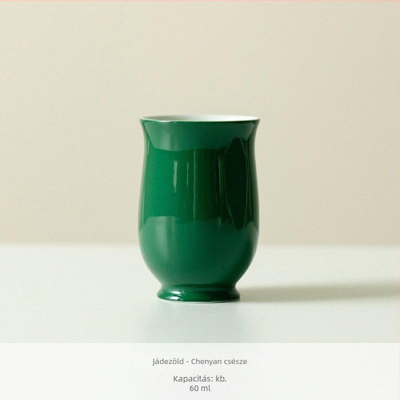 Új kínai stílusú jádzöld porcelán teáscsésze személyes otthoni használatra, Kung Fu teáscsésze, egyszínű, elegáns teáscsésze