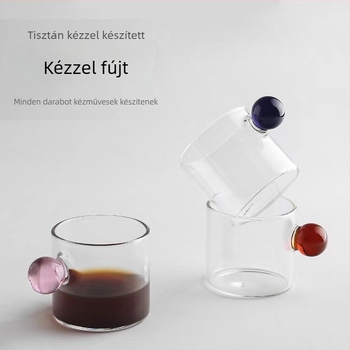 Mini színes üveg pohár gyöngy alakú fogantyúval, tej- és kávé mérőpohár, hőálló pohár vízhez és teához