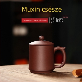 Yixing lila sárból készült teáscsésze, kézzel készített, nagy kapacitású, fedővel, otthoni teáskészlet