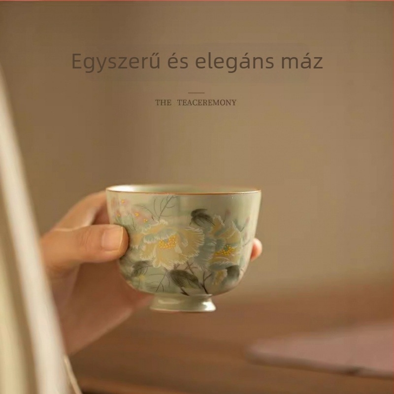 Ru-kiln mesters teáscsésze, porcelán Gongfu teáscsésze, egyedülálló vendégcsésze, degustációs teáscsésze, kerámia teázó készlet otthoni használatra, prémium