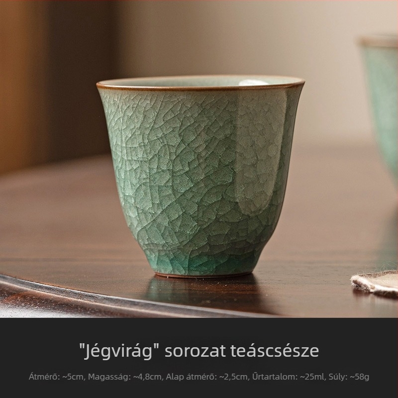 Ru Kiln porcelán teáscsésze jégvirág mintával, Kung Fu teáskészlet otthoni használatra