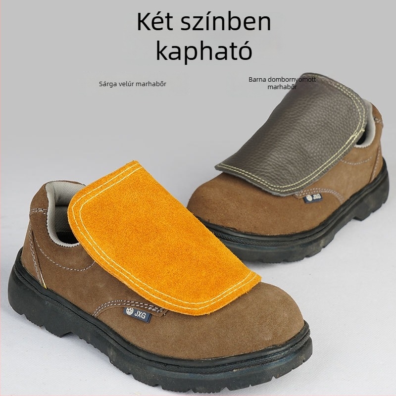 Tehénbőrös hegesztőcipővédők hőszigeteléssel, égés elleni védelemmel, tűzálló, lábvédelem hegesztéshez