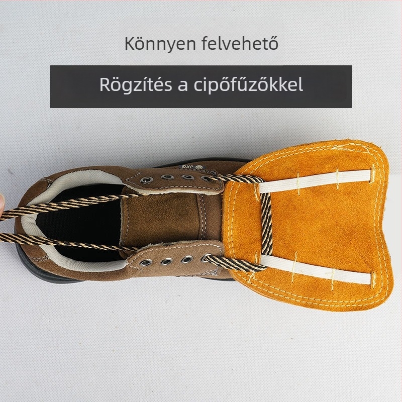 Tehénbőrös hegesztőcipővédők hőszigeteléssel, égés elleni védelemmel, tűzálló, lábvédelem hegesztéshez