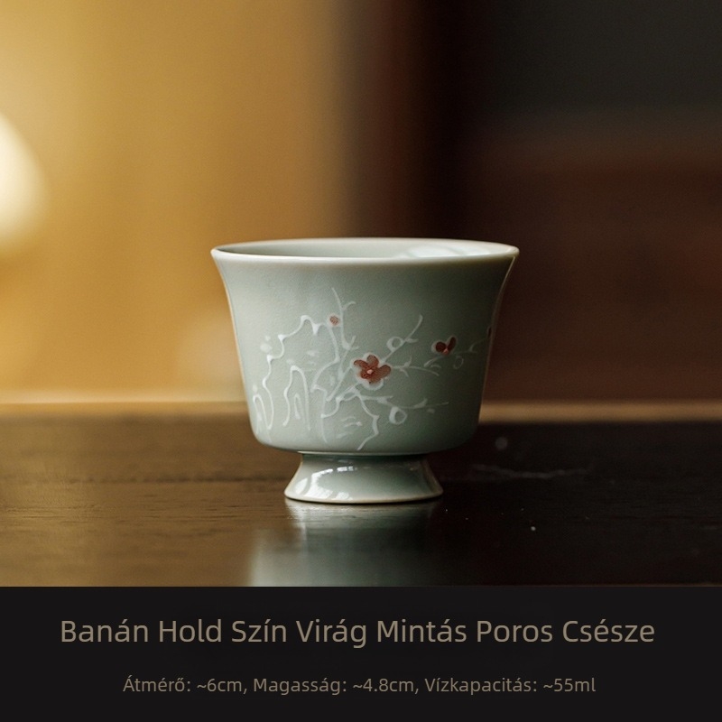 Kézzel készített porcelán teáscsésze magas talppal, kis méretű, modern kínai stílusban, otthoni teaszolgálathoz.