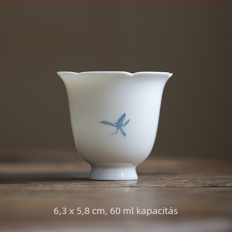 Kézzel festett orchideás illatú teás pohár — porcelán kínai stílusú teás pohár, aláglazúrral, egyéni használatra