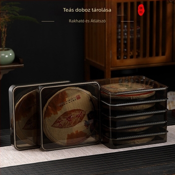 Zárt, átlátszó teakeksz tároló doboz, nedvességálló, kínai stílusú otthoni használatra, 357 g, kiállítási/gyűjtemény doboz