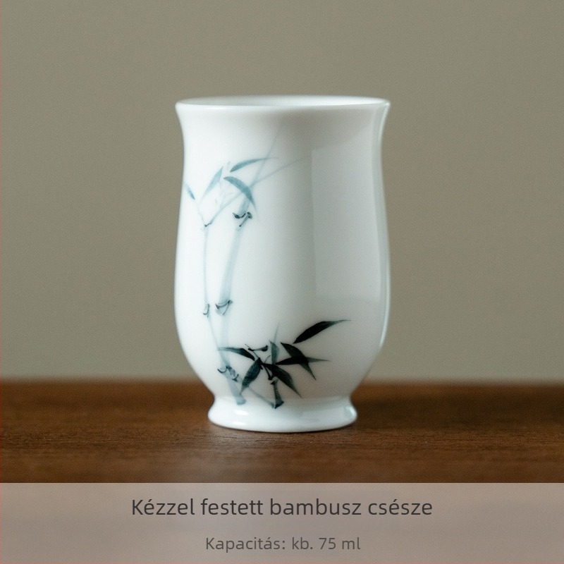 Új kínai stílusú kerámia teáscsésze, kézzel festett bambusz motívummal, minimalist dizájn