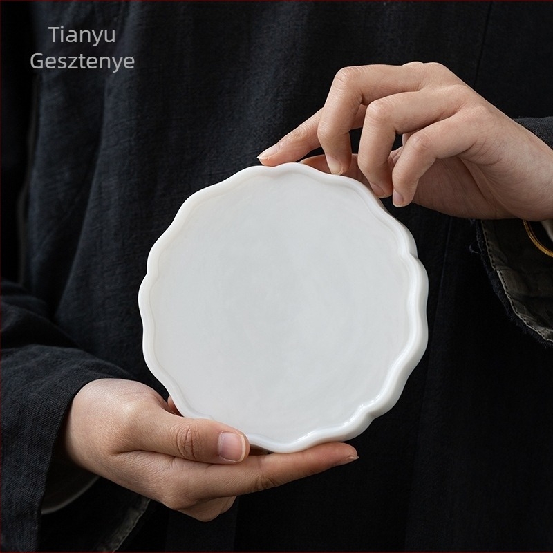 Guo Zhibao jégjade porcelán teáskanna tartó és teás tálca, fehér porcelán teázási kiegészítők