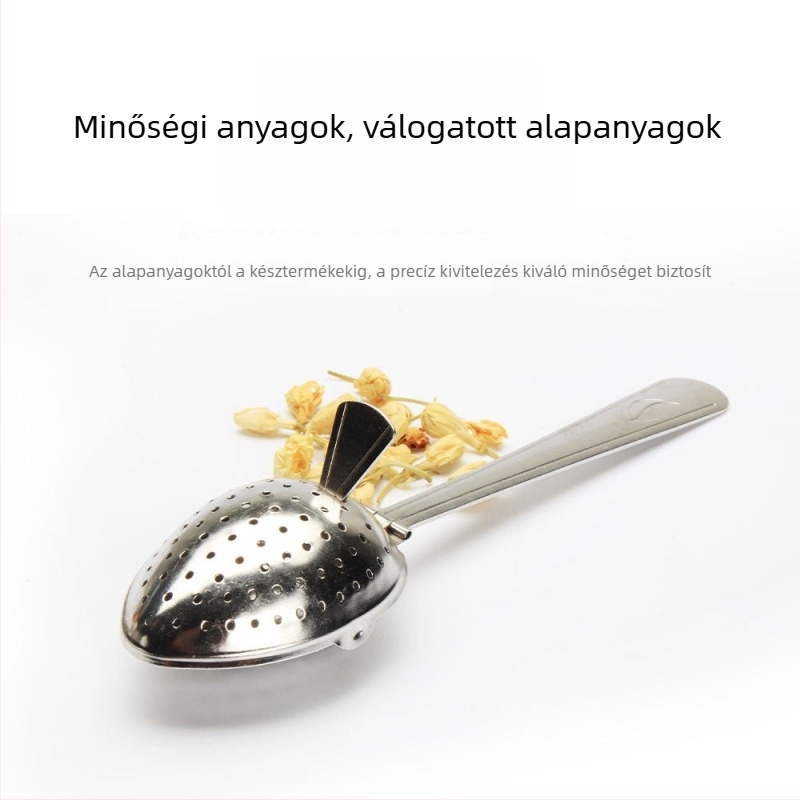 304 élelmiszer-minőségű rozsdamentes acél teafilter csíptetővel, egykezes fogantyúval, nagylevelű tea szűrőgolyó