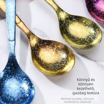 Tiszta titániumból készült Ice Flower dizájnnal desszertkanál, kör fejű, otthoni használatra, fagylaltkanál, teáskanál és leveskanál