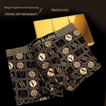 7A antibakteriális középmagas derekú, lélegző férfi boxer brief nyomtatott mintával, mágneses belső panellel, nagy méret